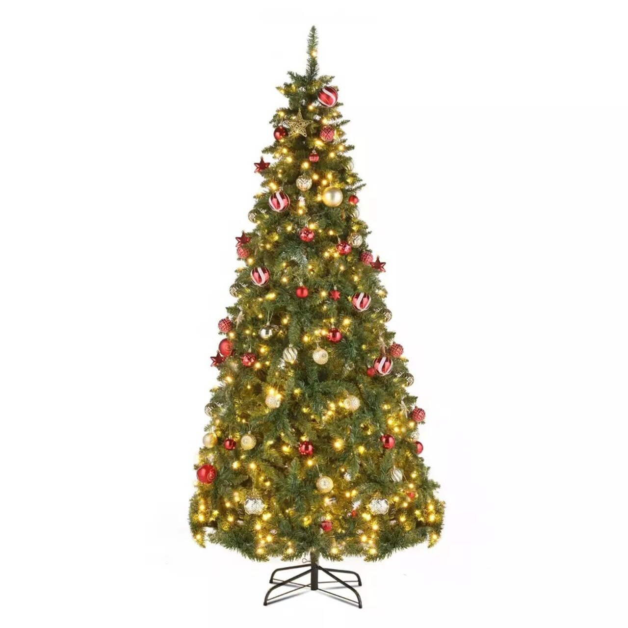 7.5Ft Pre-lit Artificial Christmas Tree Automatic Tree with 600 LED Lights